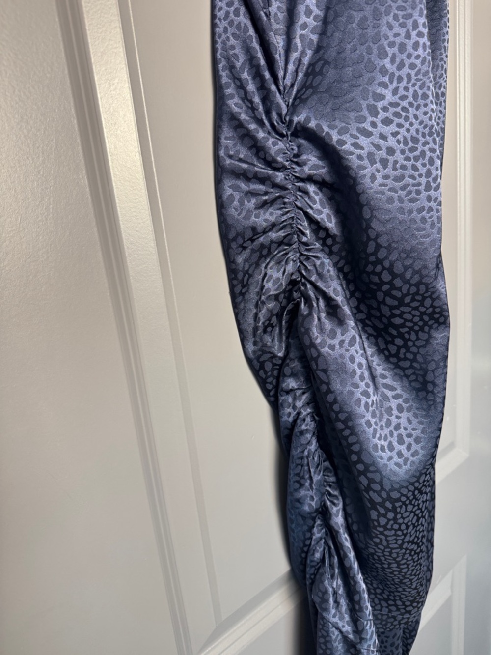 Navy Silk Ruched High/Low Dress Size Small - Picture 6 of 11